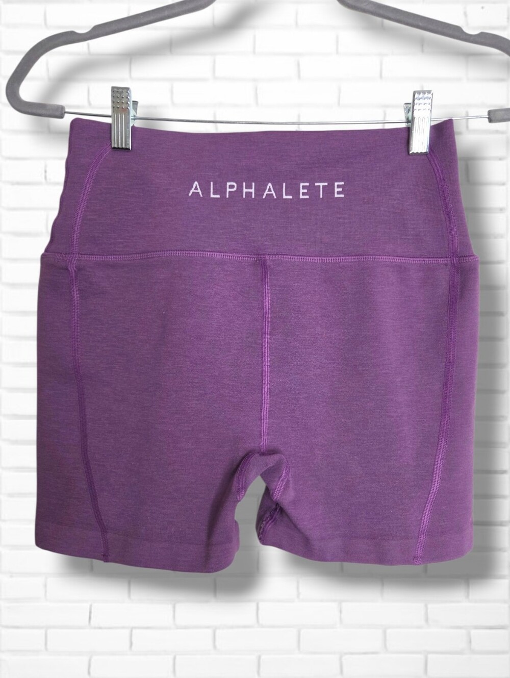 Alphalete Purple Woven Knit Texture High Rise Compression Shorts Size M
